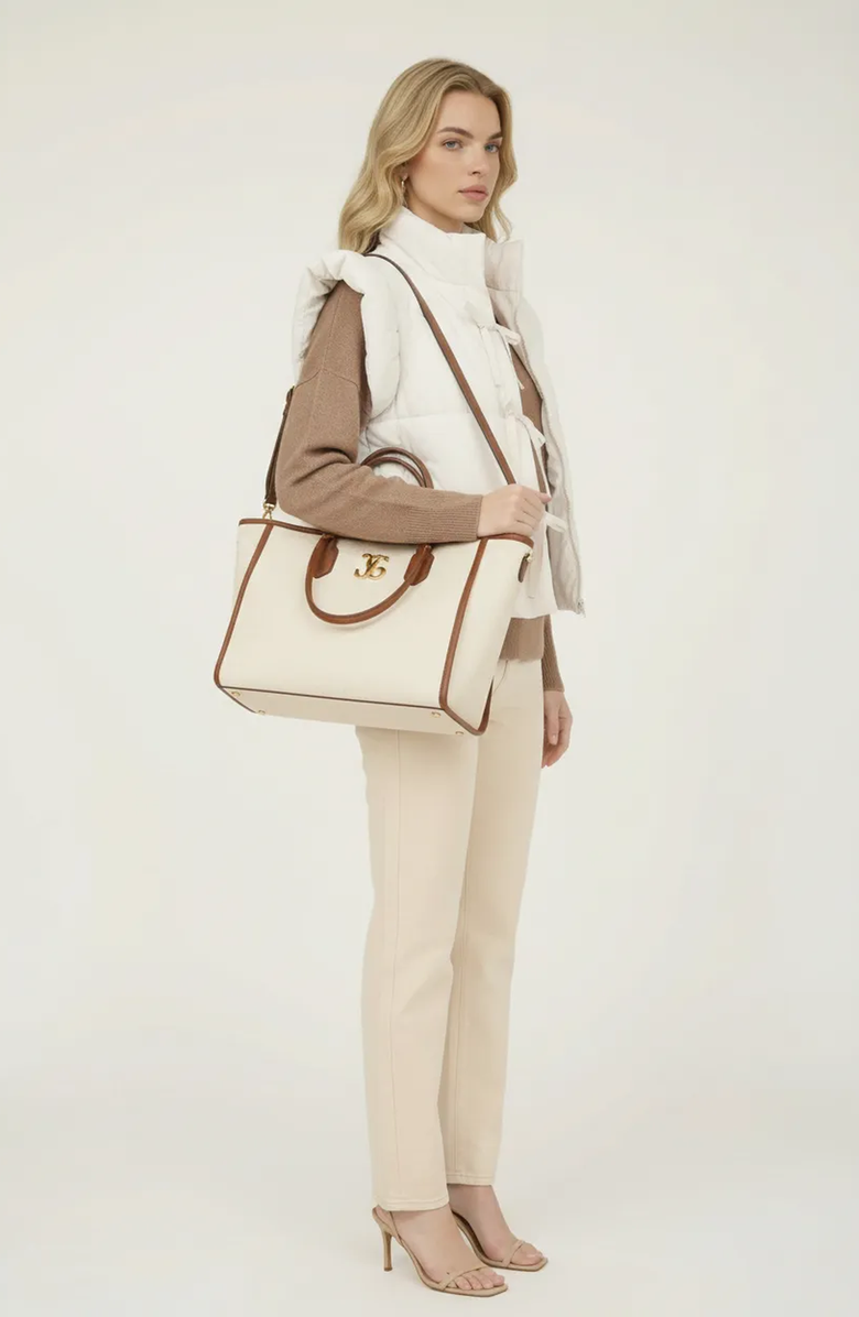 Modenaire Ruffle Shoulder Puffer Vest with Front Tie Closures and Stand Collar, Alternate, color, White