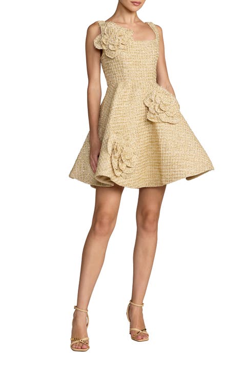 Pocketed Sleeveless Boucle Floral Mini Dress