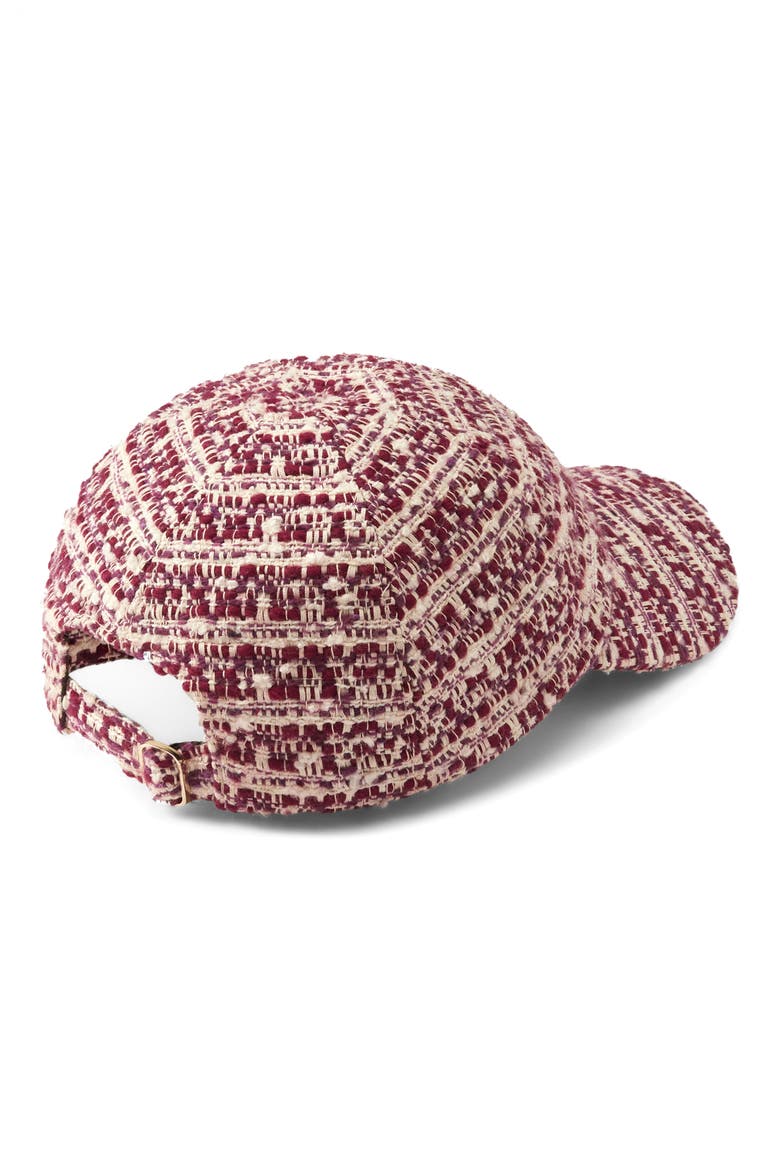 Charlette Bouclé Baseball Cap, Alternate, color, CRANBERRY