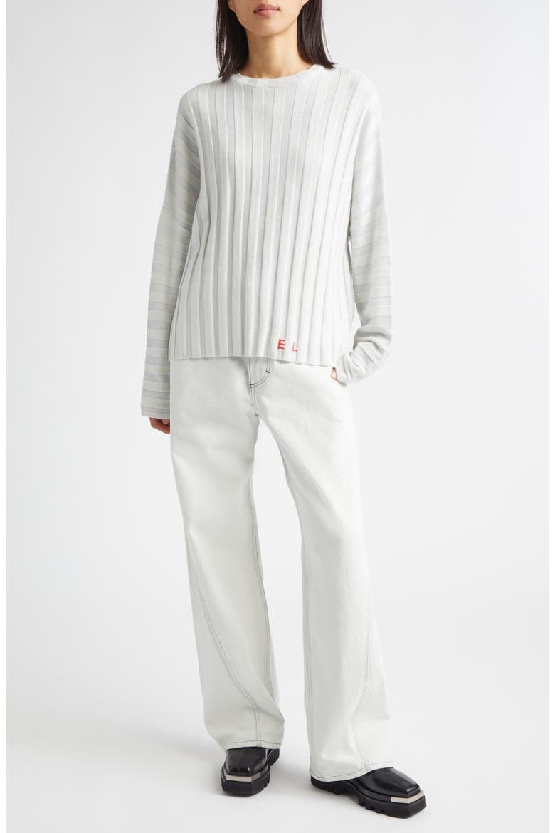 Keyboard Stripe Merino Wool Sweater, Alternate, color, SNOW