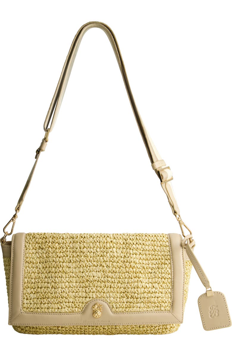 Tommy Bahama Soft Straw Long Flap Crossbody, Main, color, Tan