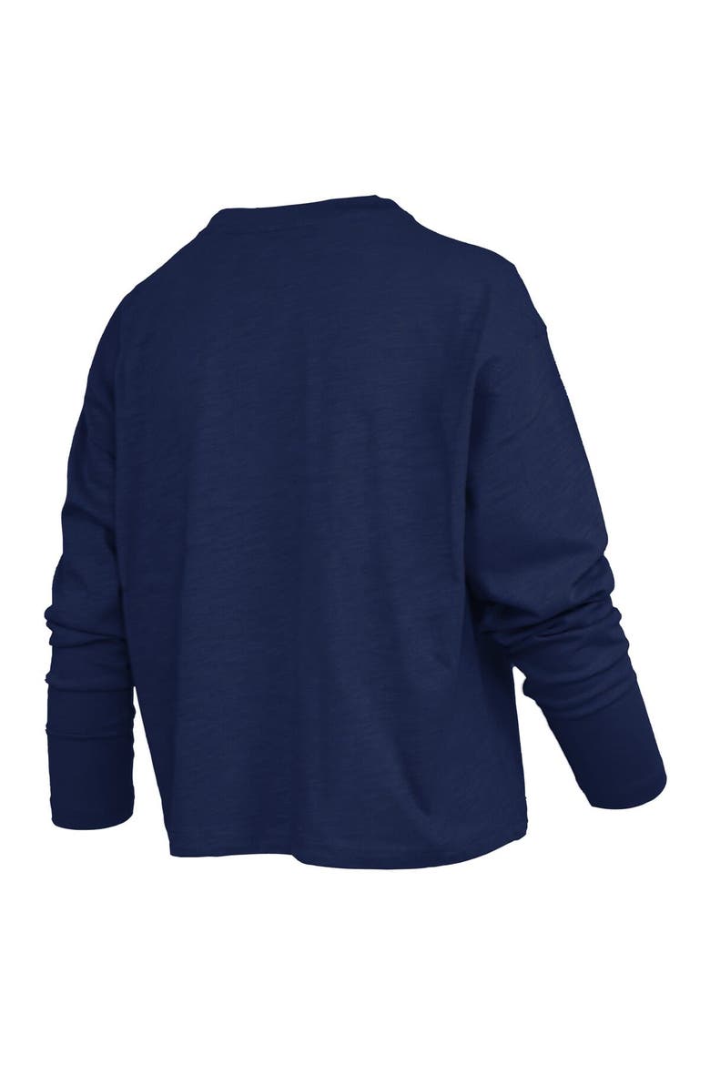 Women's Pressbox Navy Michigan Wolverines Motley Boxy Waist-Length Long Sleeve T-Shirt, Alternate, color, Navy