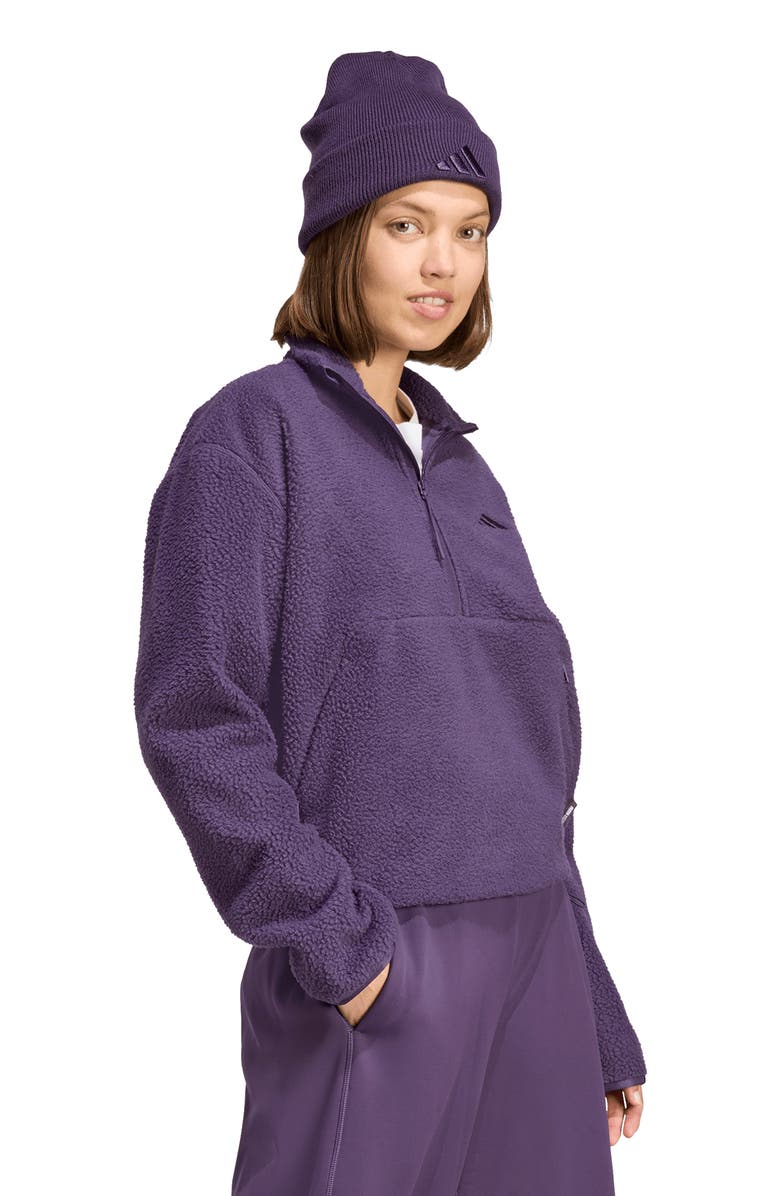 adidas Climawarm High Pile Fleece Half Zip Pullover, Alternate, color, Aurora Plum