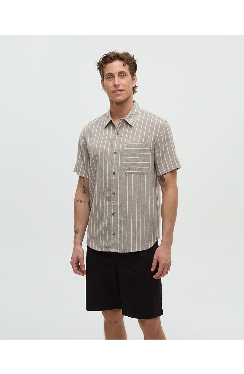 tentree Dundas Shirt, Main, color, Clay/Wide Pinstripe
