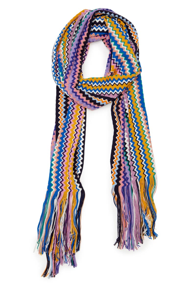 Zigzag Wool Blend Scarf, Alternate, color, MULTI PURPLE