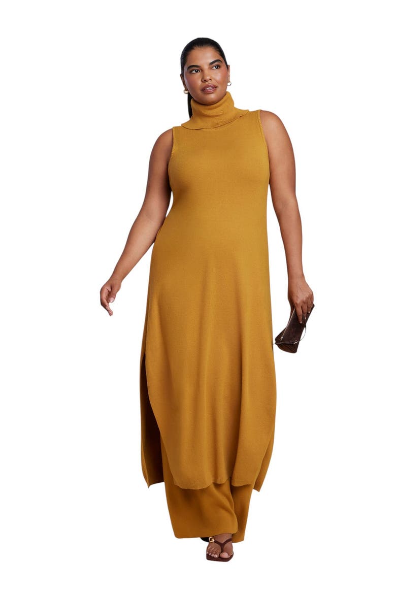 Turtleneck Sweater Midi Dress (plus), Main, color, HONEY