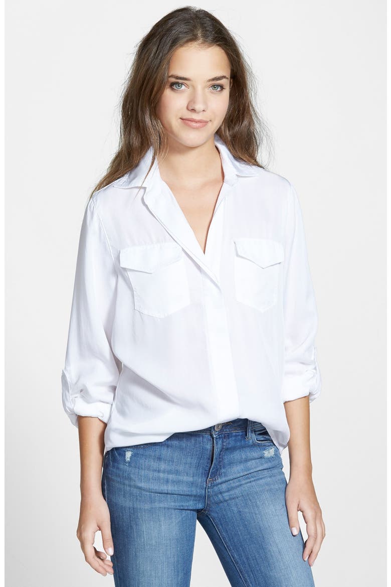 Split Back Long Sleeve Shirt, Main, color, WHITE
