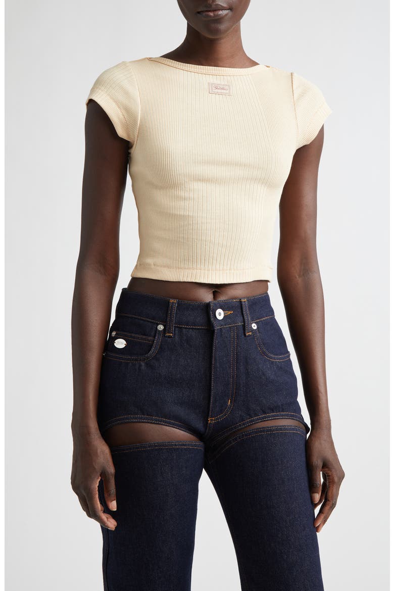 Needle Patch Rib Baby Tee, Main, color, NUDE