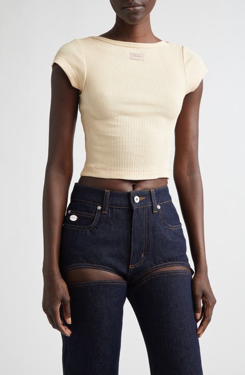 Needle Patch Rib Baby Tee