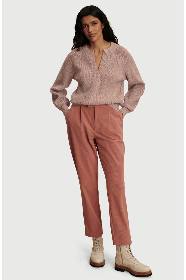 Kennings Half Button Sweater, Alternate, color, GINGER ROSE FLECK