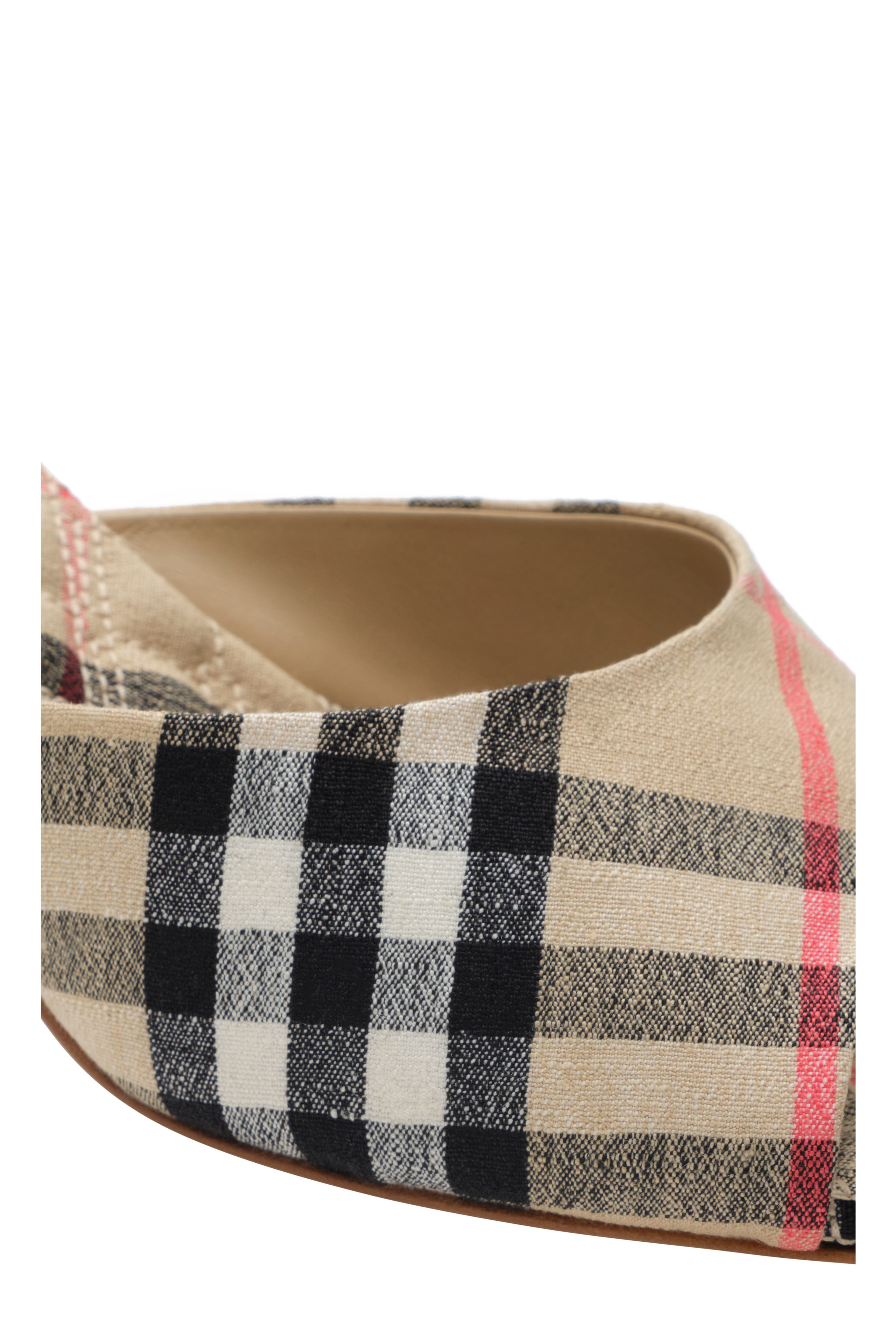 Burberry Check Mews Low Sandals, Alternate, color, Sand Beige