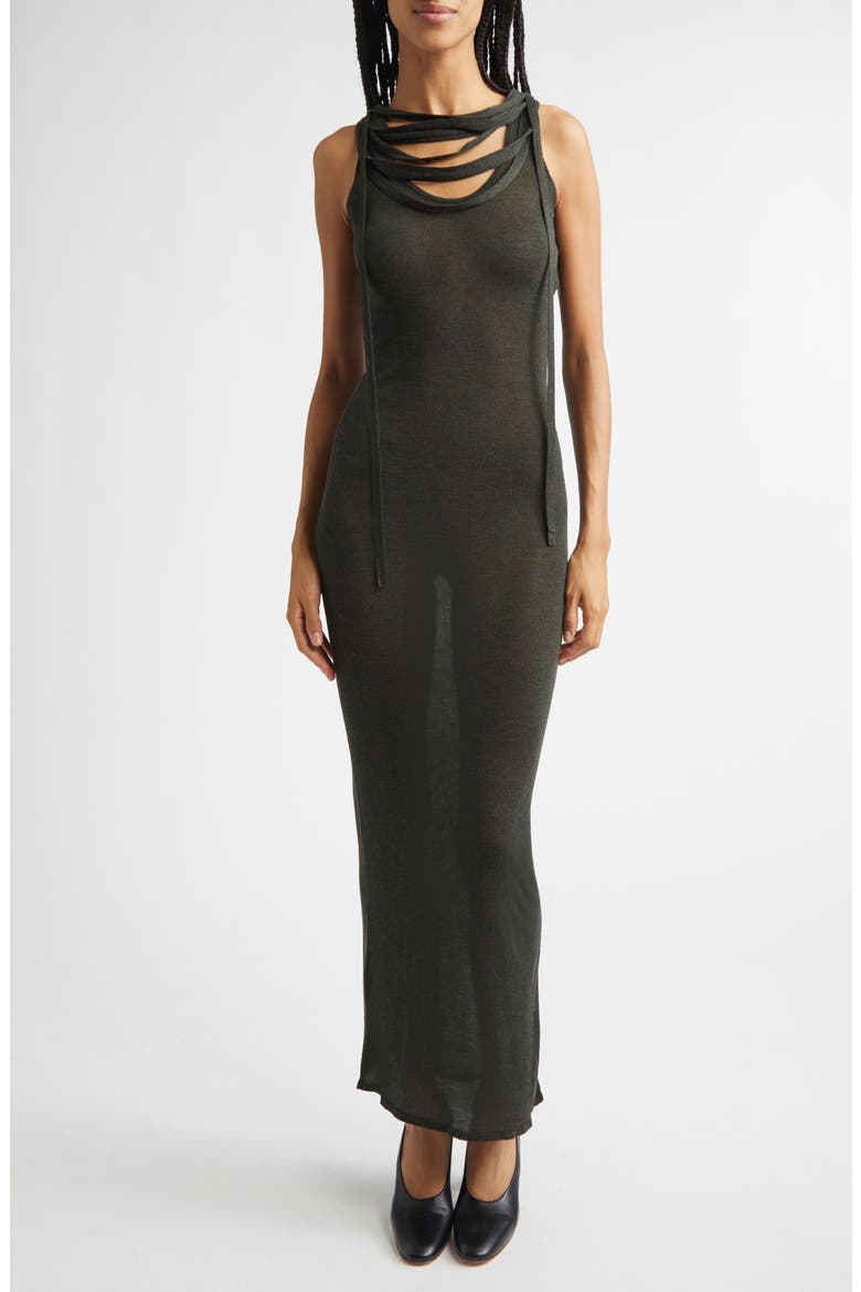 Oliveti Sheer Dress, Alternate, color, KHAKI