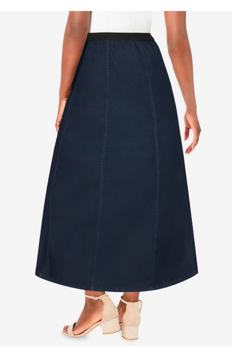 Jessica London Stretch Denim Jegging Skirt, Alternate, color, Black