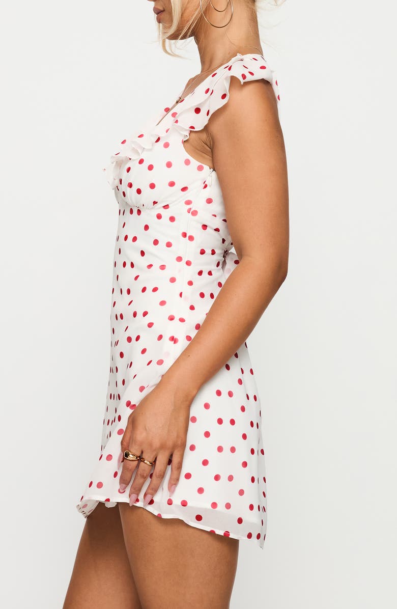 Princess Polly I Guess So Polka Dot Minidress, Alternate, color, White / Burgundy