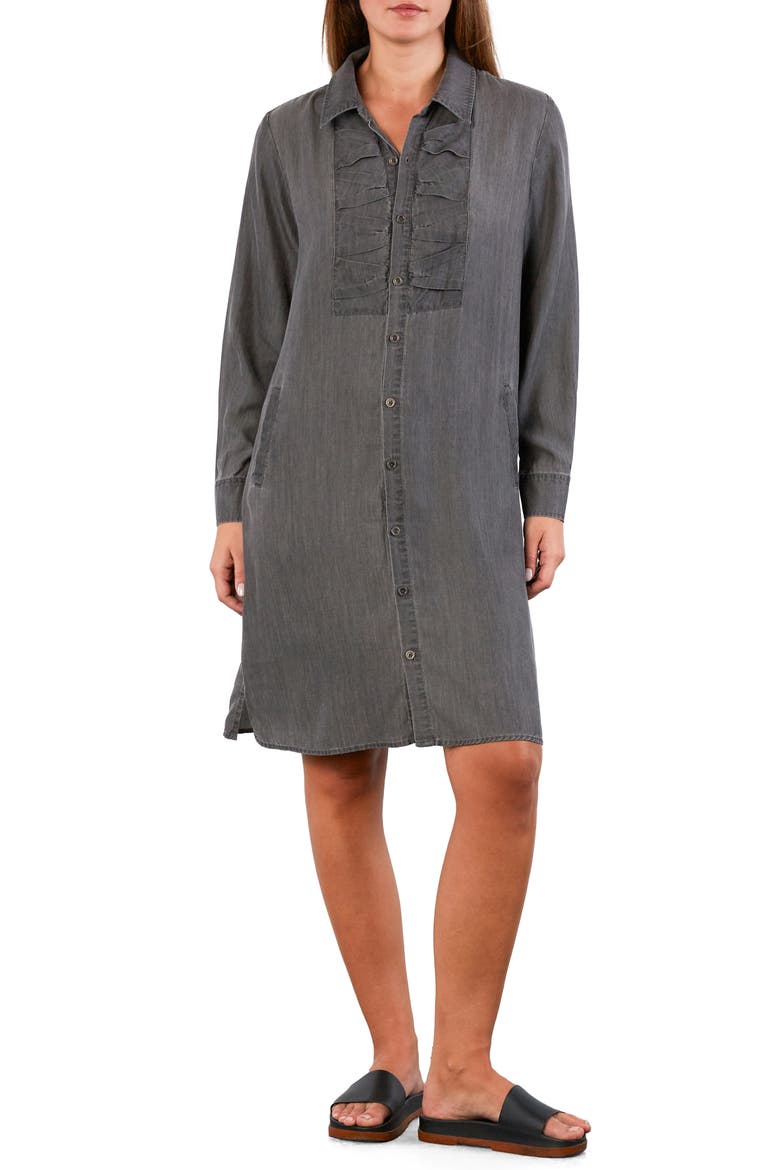 Kiss the Day Long Sleeve Denim Shirtdress, Main, color, SET GREY