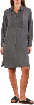 Wash Lab Denim Kiss the Day Long Sleeve Denim Shirtdress