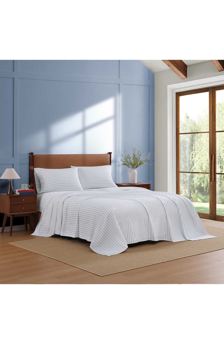 Tommy Hilfiger Joshua Tree Stripe Cotton Percale Sheet Set, Alternate, color, White/ Dark Blue/ Red