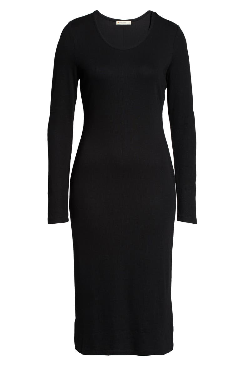 Lexi Long Sleeve Midi Body-Con Dress, Alternate, color, BLACK