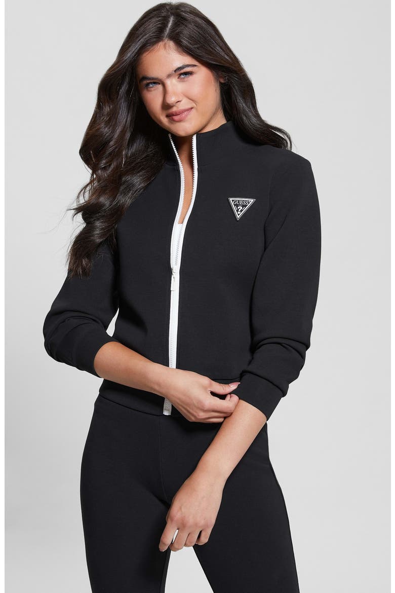 Ann Graphic Zip Sweatshirt, Alternate, color, JET BLACK