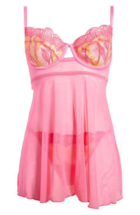 Underwire Babydoll Chemise & G-String Set