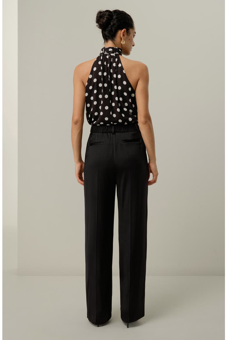 Women's Double Faced  Silk Charmeuse Straight Leg Pants, Alternate, color, Black