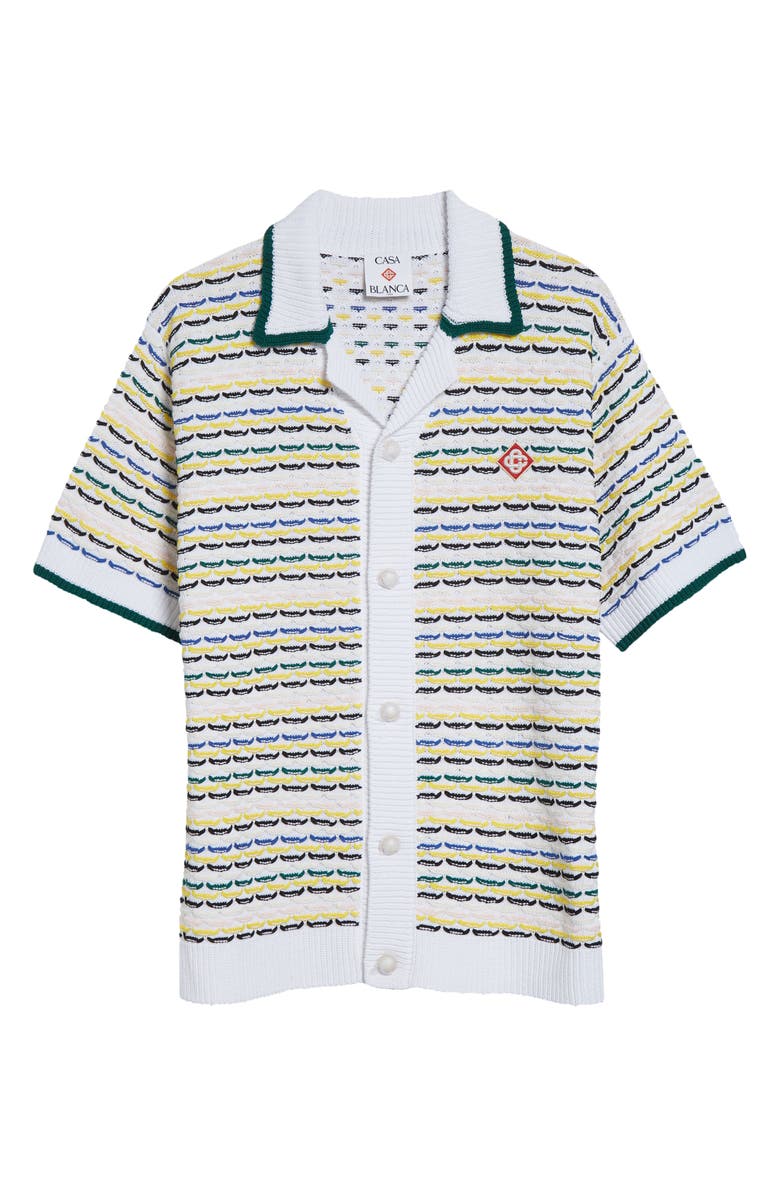 Casablanca Cotton Tuck Stitch Button-Up Sweater, Main, color, Multi