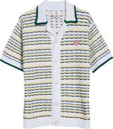 Casablanca Cotton Tuck Stitch Button-Up Sweater