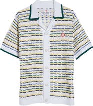 Casablanca Cotton Tuck Stitch Button-Up Sweater