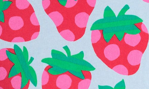 Mini Boden Kids' Strawberry Print Cotton Jersey Dress In Misty Blue Spotty Strawberry