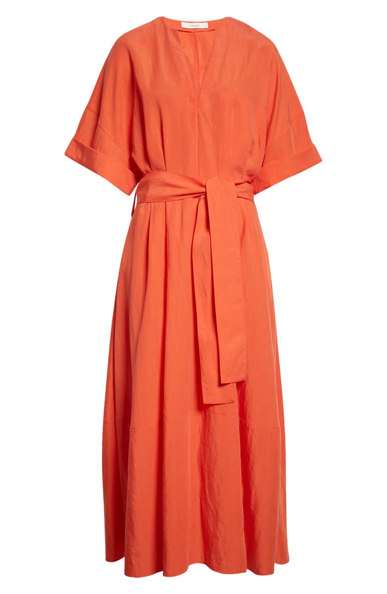 Vince Cuff Sleeve Belted Dress, Alternate, color, Burnt Orchid