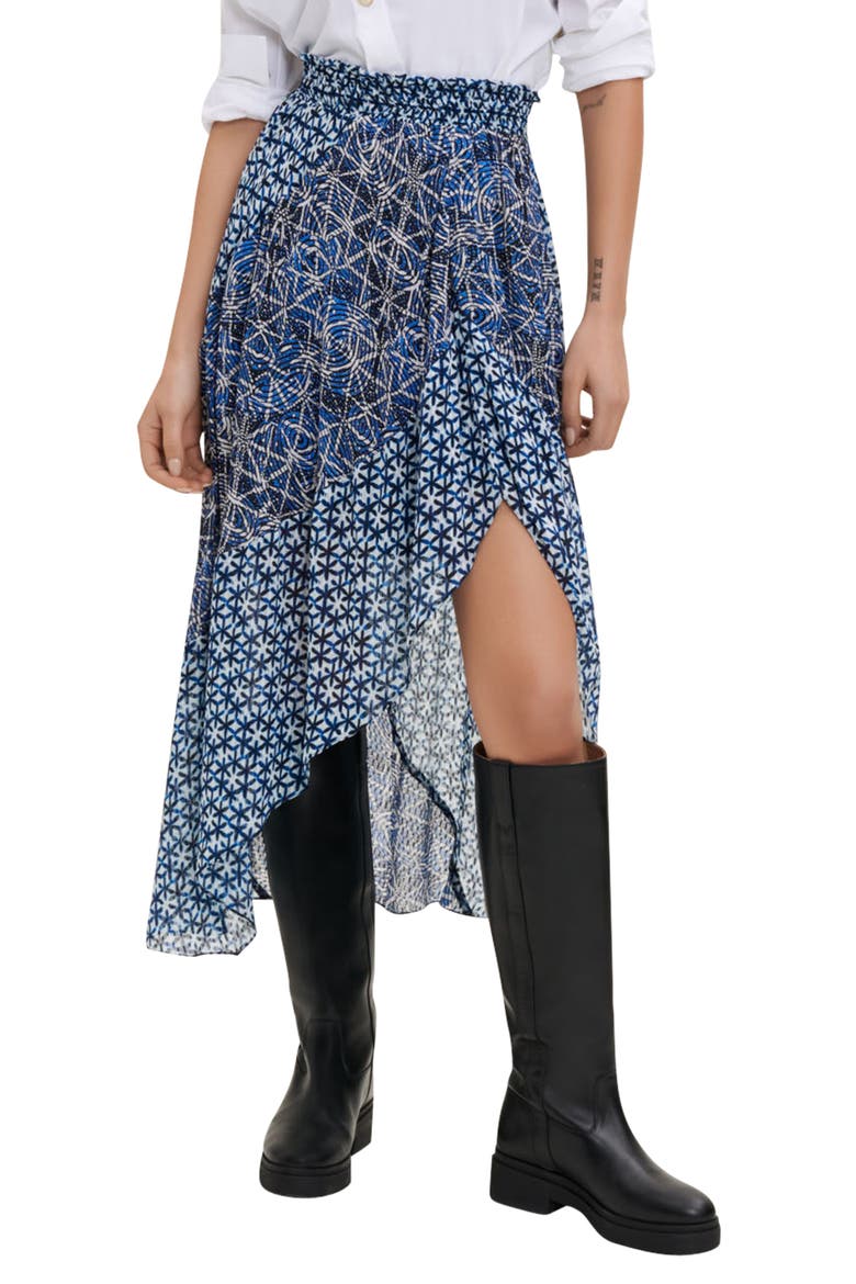 Jartrani Print Split Skirt, Main, color, INDIGO
