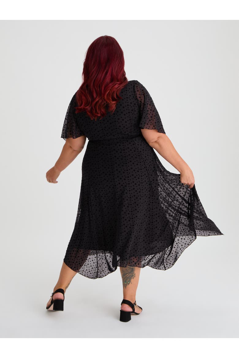 Julie Vintage Flock Dress, Alternate, color, Vintage Black