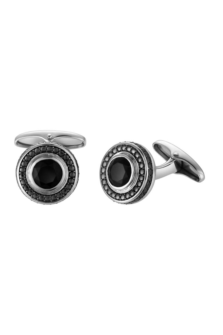 Shogun 1.60CT Octagon Black Spinel Cufflinks 925 Silver, Alternate, color, Sterling Silver