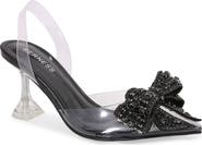 BERNESS Nina Rhinestone Bow Clear Kitten Heel Pump