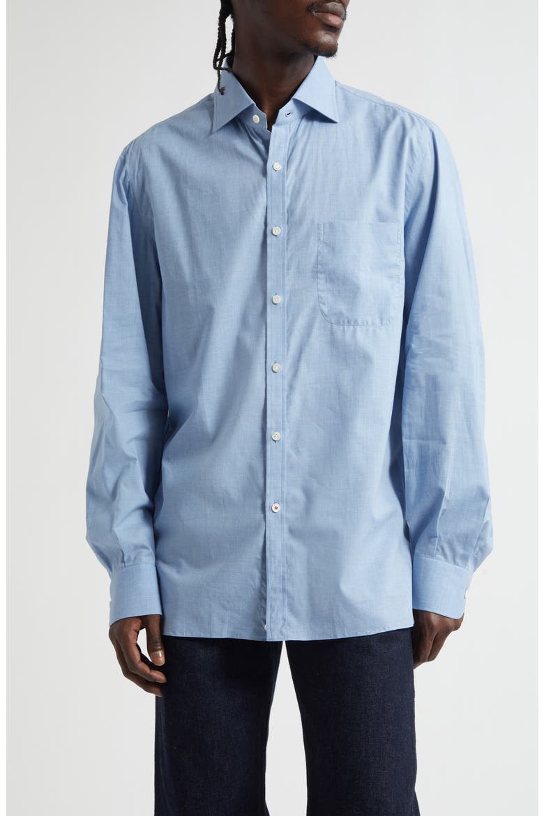 Cotton Button-Up Shirt, Main, color, LIGHT BLUE 05