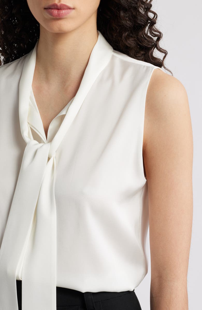 KOBI HALPERIN Tie Neck Sleeveless Stretch Silk Top, Alternate, color,