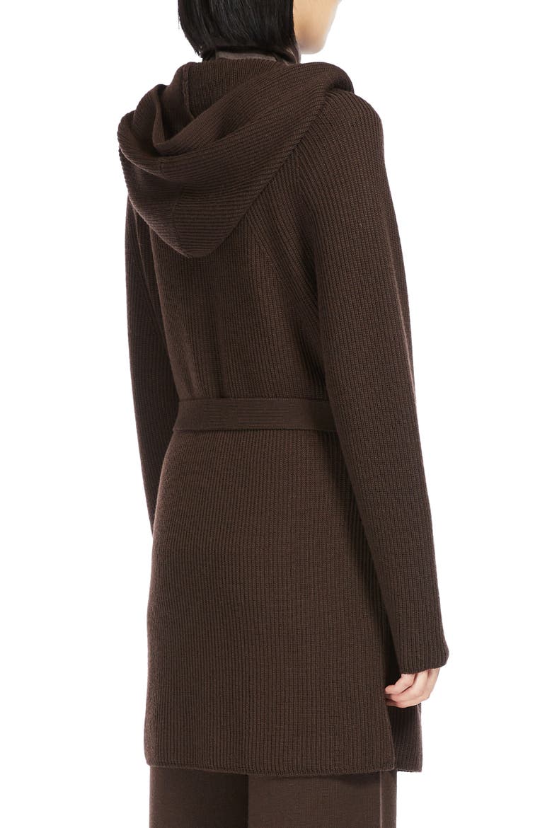 Finezza Hooded Virgin Wool Cardigan, Alternate, color, BROWN