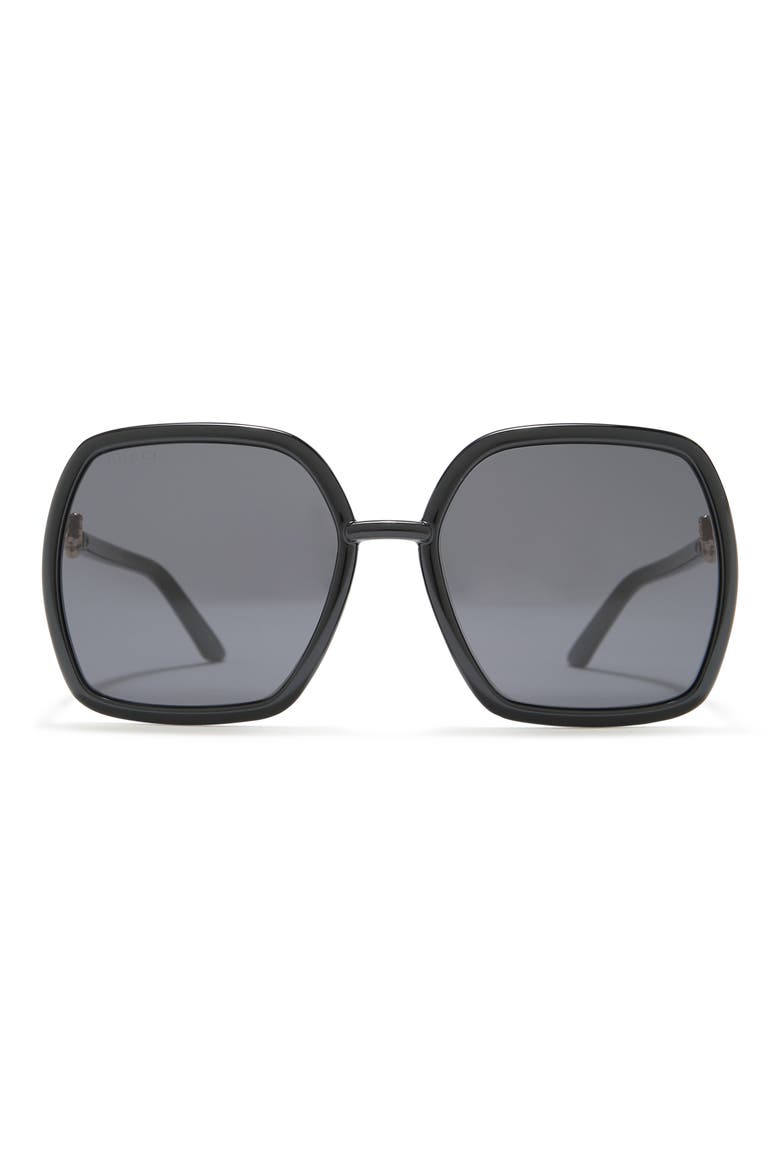 58mm Square Rectangle Sunglasses, Main, color, BLACK BLACK GREY