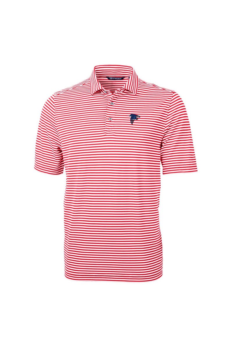 Cutter & Buck Men's Cutter & Buck Red Atlanta Falcons Big & Tall Team Virtue Eco Pique Stripe Recycled Polo, Alternate, color, 