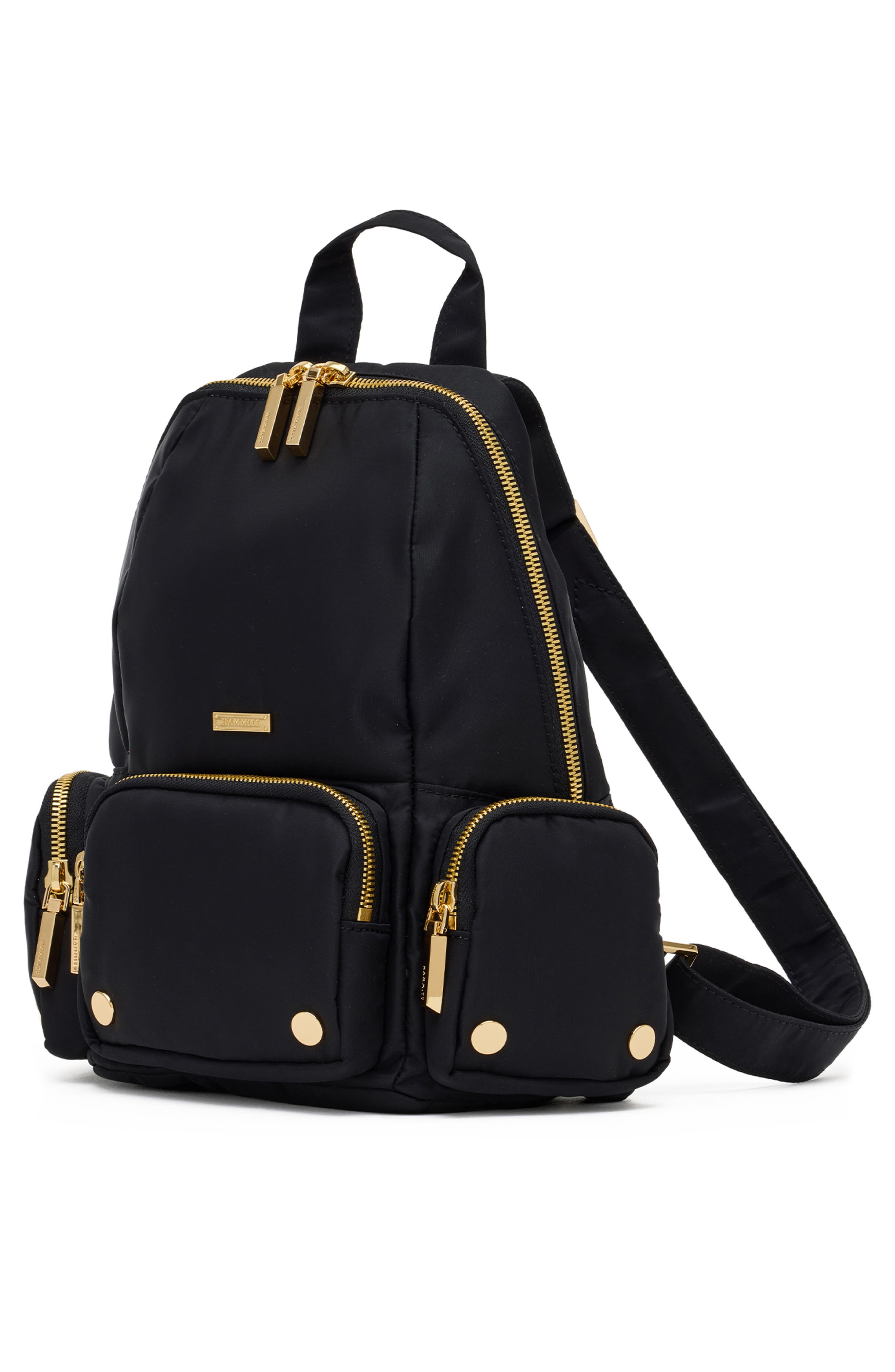 Hunter Medium Nylon Cargo Backpack, Alternate, color, BLACK NYLON CARGO/ GOLD