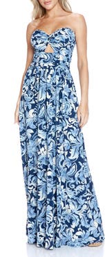O.L. Printed Strapless Dress