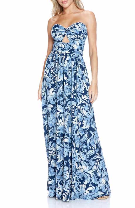 O.L. Printed Strapless Dress