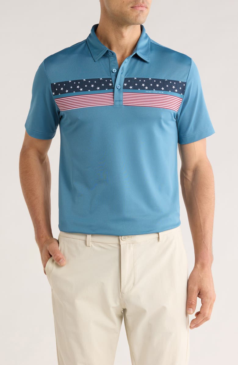 TravisMathew Good Good Patriot Knit Polo, Main, color, Captains Blue