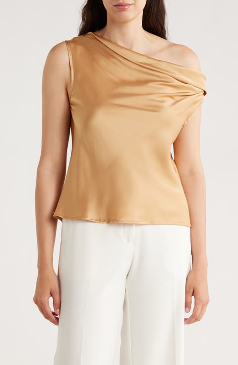 One-Shoulder Satin Tank