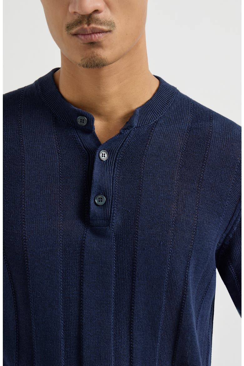 Henley collar T-shirt, Alternate, color, Navy Blue
