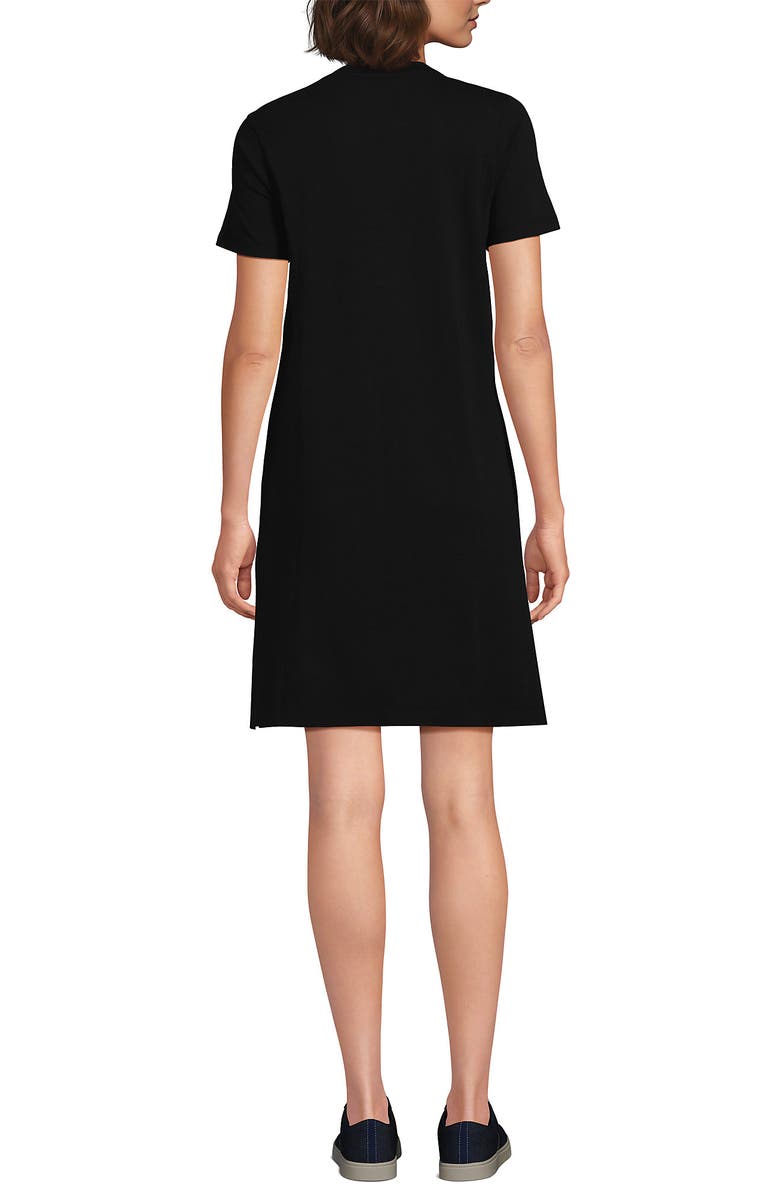 Lands' End Cotton Jersey Crew Neck T Shirt Dress, Alternate, color, Black