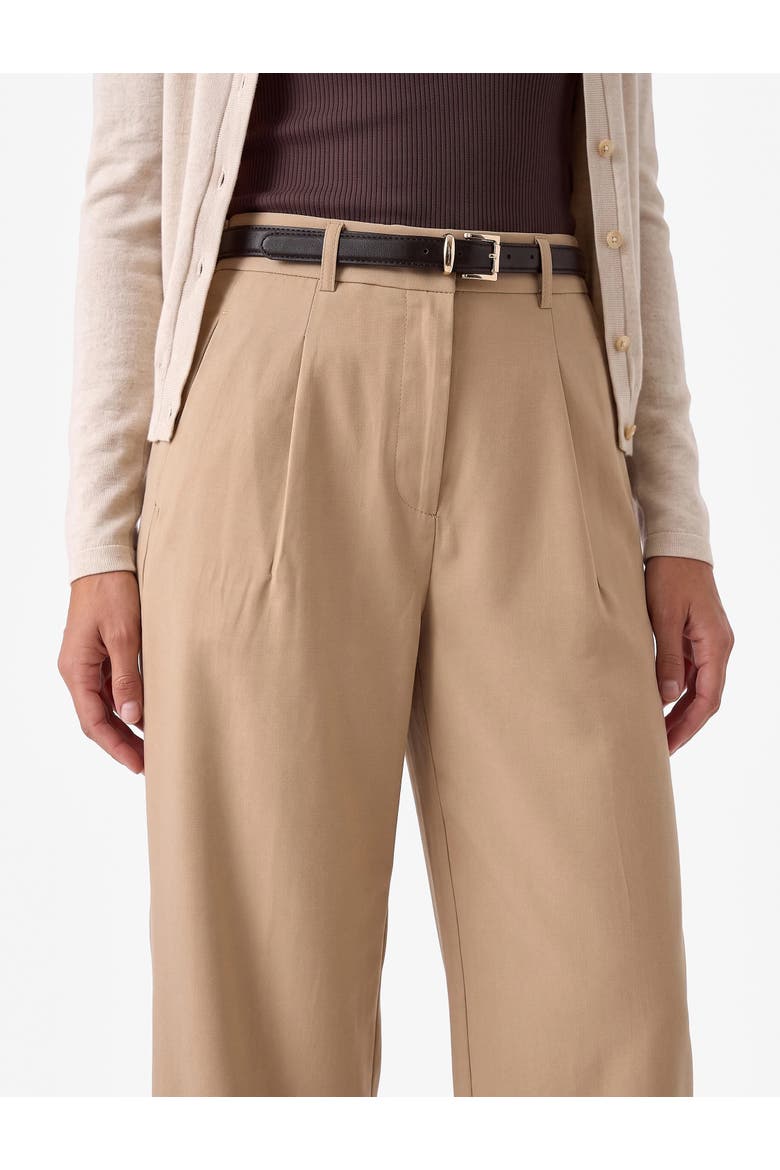 Belted Barrel Fit Pants, Alternate, color, BEIGE