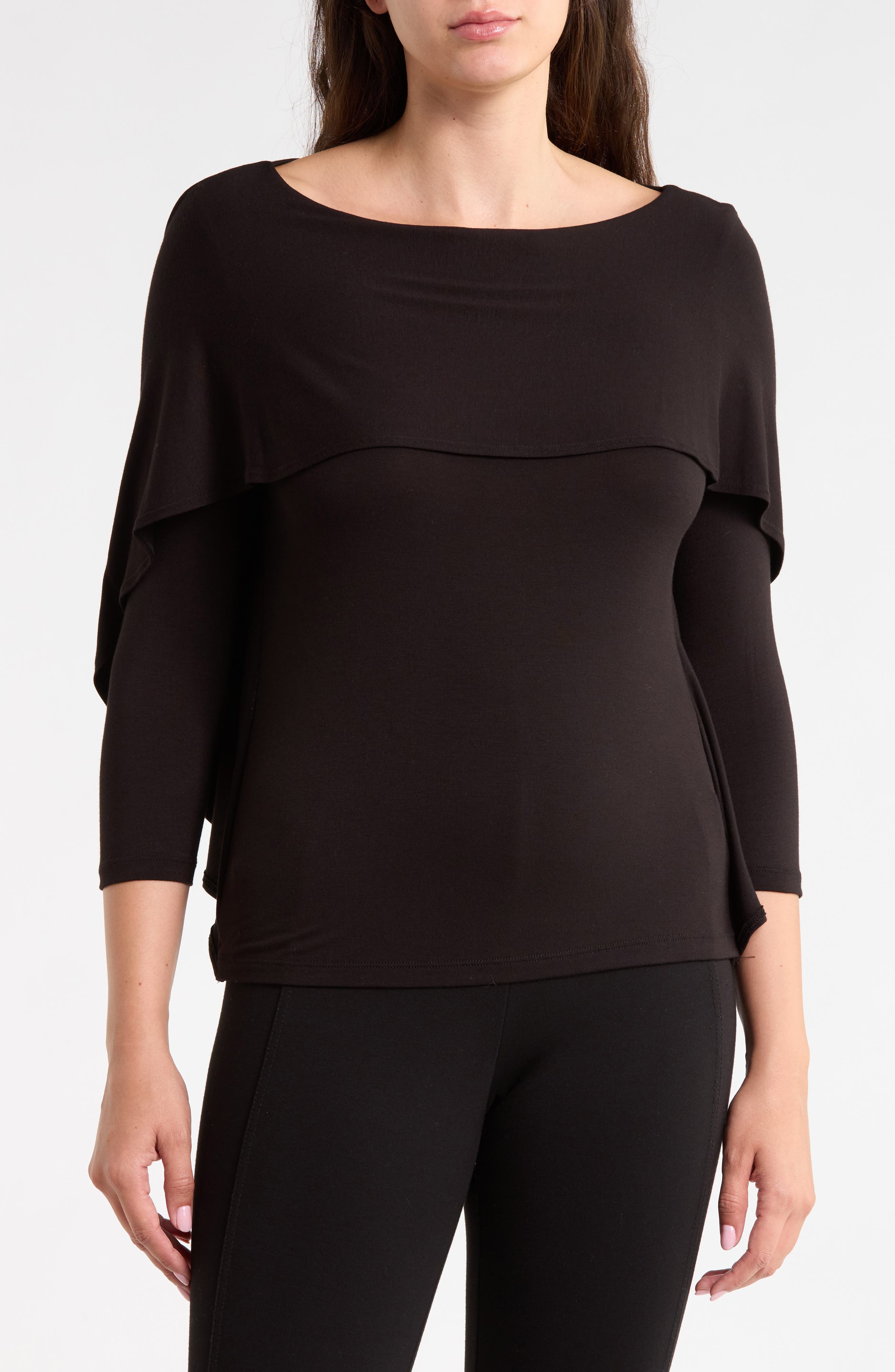 Draped Cape Overlay Top