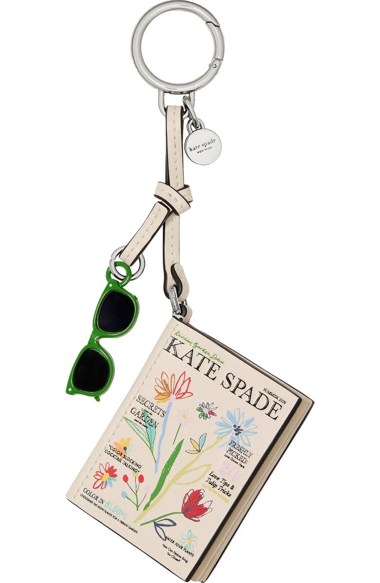 Kate Spade New York magazine leather bag charm, Main, color, Multi