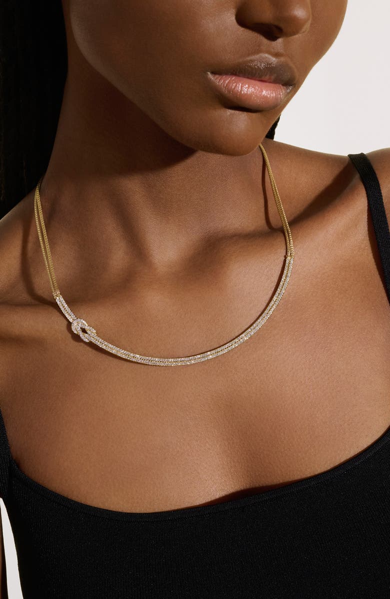 John Hardy Love Knot Necklace, Gold, Diamonds, Alternate, color, Gold